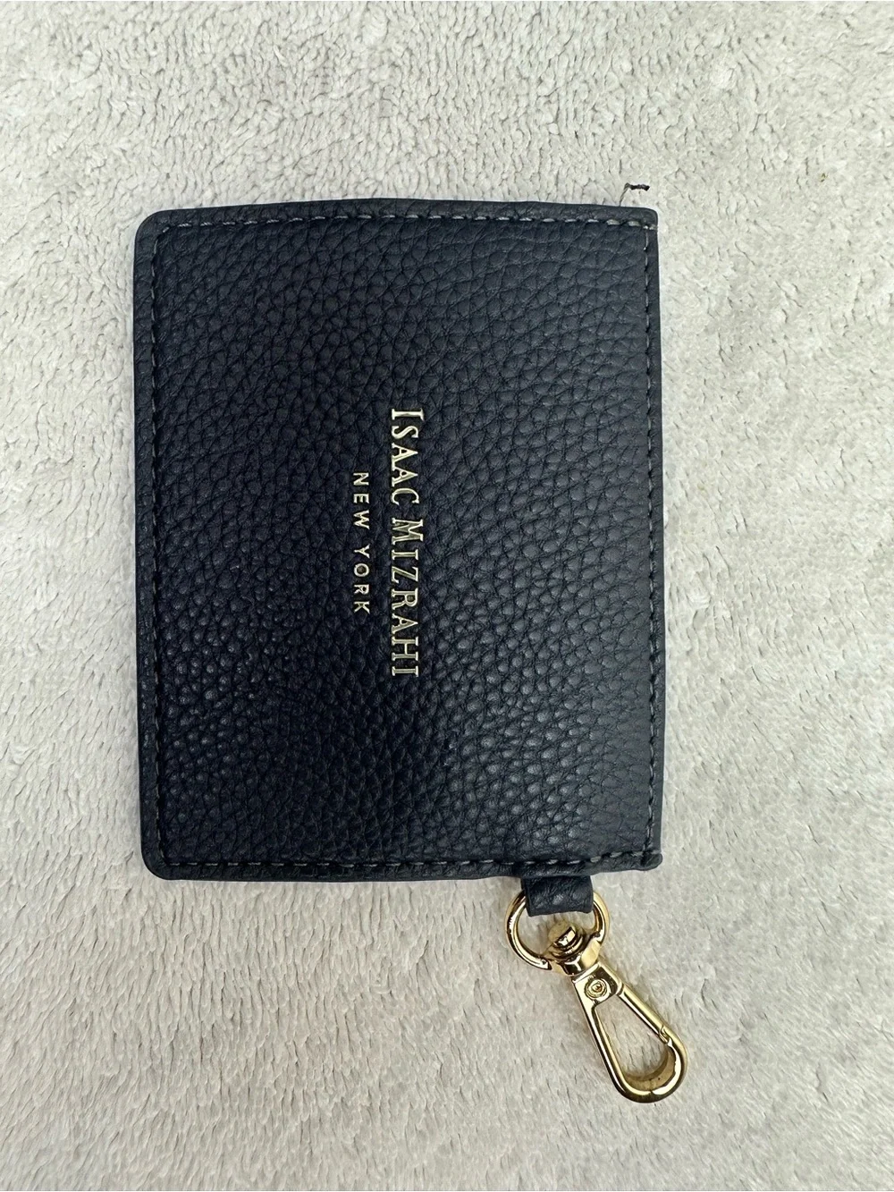 Isaac Mizrahi Pebbled Leather Card & Key Holder with Gold Hardware